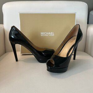 Michael Kors black shiny platform heels